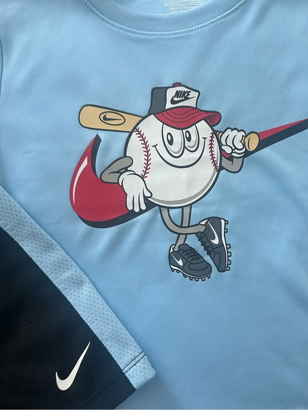 Nike Boys Size 4 Dri-FIT 2 Piece Shorts Set Blue Baseball Outfit NWT